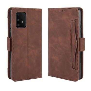 Imagem de Capa para Samsung Galaxy M80S,Retro magnético Flip Case,Design de carteira de couro PU com slots de cartão removíveis -Brown