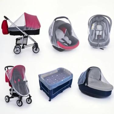 Imagem de Mosquiteiro Universal Portátil para Carrinho, Berço, Bebê Conforto e Cadeirinha de Carro, Branco, 1m x 1.50m, Proteção contra Insetos