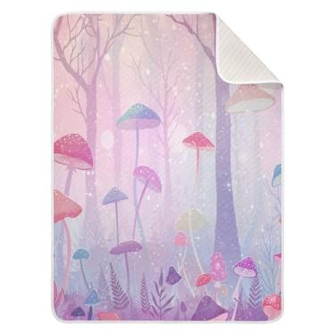 Imagem de Qilmy Cobertor de bebê cogumelo 76 x 101 cm, cobertor infantil de algodão macio para meninos e meninas, cobertor leve e quente para bebês de berço, carrinho de bebê, soneca, recém-nascido