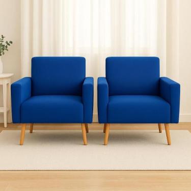 Imagem de Kit 2 capas poltrona tradicional sala- ajustavel premium Cor:Azul Roya