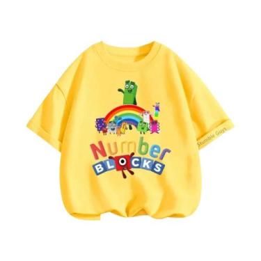 Imagem de Camiseta Infantil Com Estampa De Anime, Verão, Blocos De Construção Di