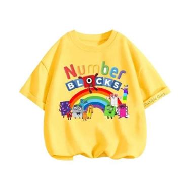 Imagem de Camiseta Infantil Com Estampa De Anime, Verão, Blocos De Construção Di