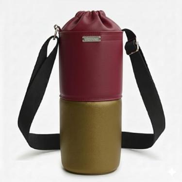 Imagem de Bolsa Térmica (VINHO COM OURO) RAMIERE para Garrafa de 1 LITRO em Couro Sintético - Coleção Cores VERÃO 2026