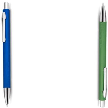 Imagem de Caneta Esferográfica em Alumínio, Escrita Azul, Retrátil com Grip Antiderrapante, Uso Profissional, 10 Unidades (Azul e Verde)