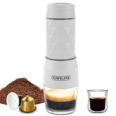 Imagem de Máquina de café expresso manual 3 em 1, 18 bar, mini cafeteira fria e quente com alavanca de prensa de espuma de leite, xícara de 120 ml, funciona com cápsula DG/NES e café moído