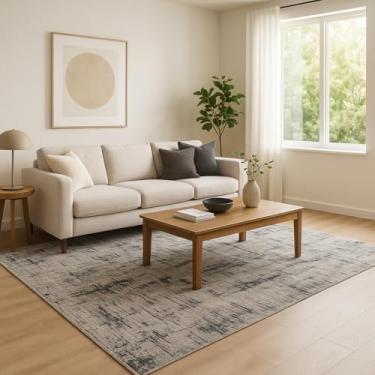 Imagem de Tapete Jacquard Dallas – Sofisticação e Conforto para Sala, Quarto e Escritório – Antiderrapante e Design Geométrico(Obra de Arte Branco/Cinza,3.00x2.00)