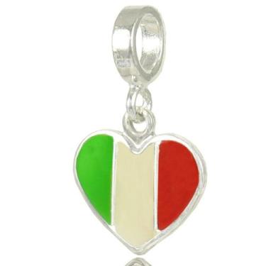 Imagem de Berloque Charms Bandeira Coração Paises Nações Prata 925 - Lojas La&Ny