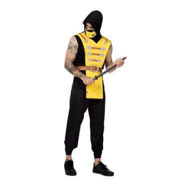 Imagem de Fantasia Mortal Komba Ninja Scorpion Adulto Roupa Samurai Amarelo