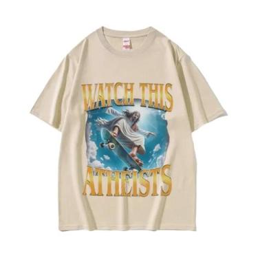 Imagem de Camiseta Unissex Vintage De Verão Com Estampa De Jesus Meme Engraçada 