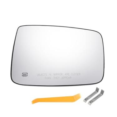 Imagem de X AUTOHAUX Substituição de vidro retrovisor do lado direito do passageiro do carro com placa de suporte vidro branco aquecido para Dodge para Ram 1500 2500 2009-2018