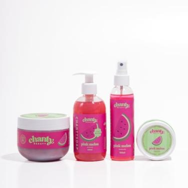 Imagem de Kit pink melon completo Chanty Beauty melancia com limão siciliano sabonete líquido, esfoliante, manteiga corporal, body splash