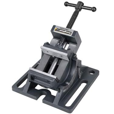 Imagem de Strong Hand Tools Torno de prensas de broca de ângulo de berço com 1,134 kg de força de fixação, abertura máxima de mandíbula de 8,9 cm, inclinação ajustável de 0-90 graus, torno de ferro fundido