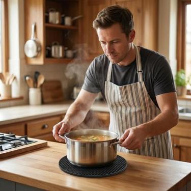 Imagem de Tapete Trivet de silicone, almofada quente redonda resistente ao calor de 0,7 cm de espessura para bancadas, tapete protetor antiderrapante para panelas quentes, pratos, abridor de jarras, porta-copos