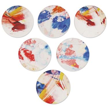 Imagem de Conjunto de porta-copos AD Absorbing Round Ceramic Stone Coaster x6