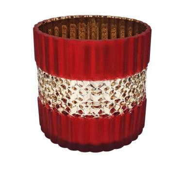 Imagem de Castiçal Vaso De Vidro Vermelho Fosco