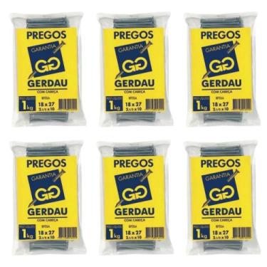 Imagem de Kit 6 Prego 18x27 Gerdau 1kg com Cabeca para Construcao