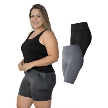 Imagem de Kit 2 Bermudas Fitness Bolsos Laterais Plus Size-Feminino