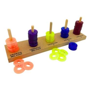 Imagem de Ábaco Aberto 50 Argolas Plásticas Brinquedos Educativos Pedagógico Inf
