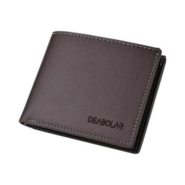 Imagem de Carteira Curta Masculina Fina De Couro PU Dobrável Para Cartões De Cré