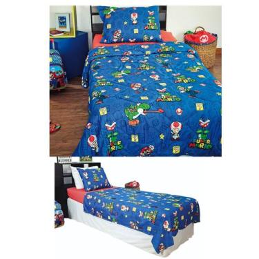 Imagem de Kit Quarto Super Mário Edredom e Jogo de Cama Lepper