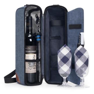 Imagem de Bolsa Térmica para Vino ALLCAMP con Copas y Sacacorchos Azul - ALLCAMP
