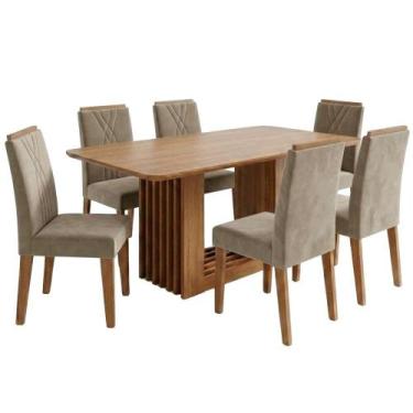 Imagem de Mesa de Jantar Ariela MDF Com 6 Cadeiras Estofadas Suede MOLCI - Milan