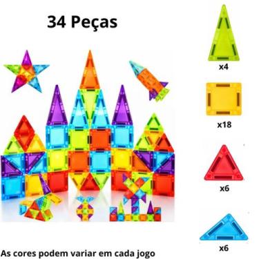 Imagem de Brinquedo Magnético Blocos De Montar Construção Educativo Infantil 3D 