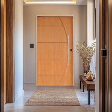 Imagem de Kit Porta de Madeira Pivotante 210x140cm Batente 14cm Fechadura 803 Ro