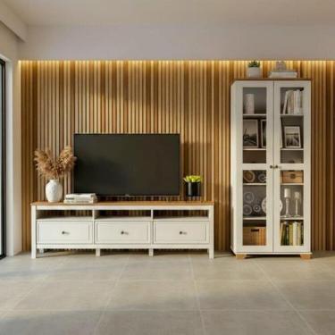 Imagem de Conjunto de Sala 2 Peças com 1 Rack e 1 Cristaleira Ananda CabeCasa Ma