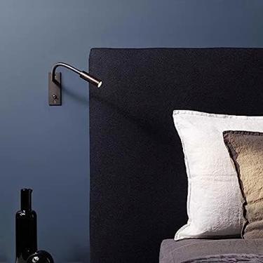 Imagem de Luz De Leitura De Cabeceira LED Flexível Para Montagem Na Parede Com Pescoço De Cisne, Arandela Embutida Com Fio Com Interruptor, Lâmpadas De Cabeceira Ajustáveis ​​luzes Noturnas Para Cama De Qua