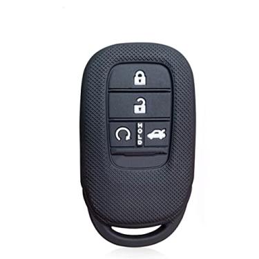 Imagem de SELIYA Capa de silicone para chave de carro com proteção remota, adequada para Honda CIVIC Accord Vezel Pilot CRV Freed 2021 2022, preta (5 botões)