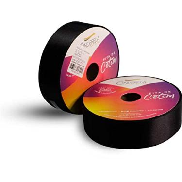 Imagem de Cinderela Fitas Fita de Cetim Simples Face, 38 mm, Preto, Rolo de 50 Metros