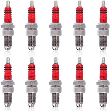 Imagem de SOAJEE 10 peças 3 eletrodos Vela de ignição para gerador F7TC GX120 GX160 GX200 GX240 GX270 GX340 GX390 cortador de grama trator rototilador bomba de água Go Kart mini máquina de polimento de lavoura 168F 168FA 168FB