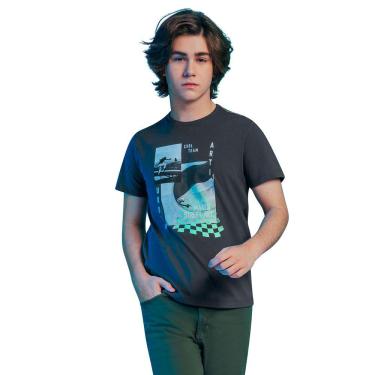Imagem de Camiseta Juvenil Masculina Street Rovitex Cinza