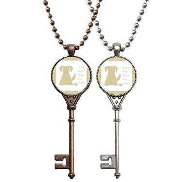 Imagem de OFFbb-USA Playful Golden Retriever Toca Chaveiro Colar Pingente Joias Decoração de Casal