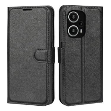 Imagem de Capa Capinha Carteira Preta Com Porta Cartão Compatível Com Poco F5 5G - (Hard Glass Store)