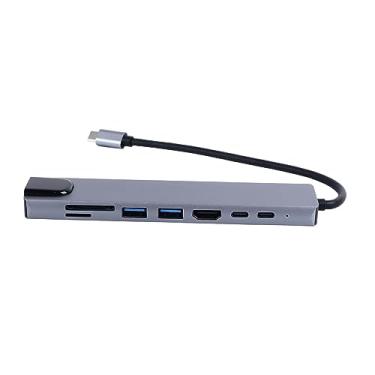 Imagem de Adaptador Multiporta de Hub USB C 8 Em 1 Com Hub HDMI, USB 3.0, Slot para Cartão de Memória, Tipo C, RJ45 de Alta Velocidade, Adaptador USB C para HDMI para Telefone Laptop PC