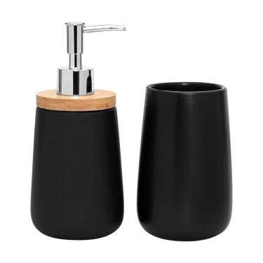 Imagem de Conjunto Para Banheiro Em Cerâmica Com 2 Peças Mimo Style Preto