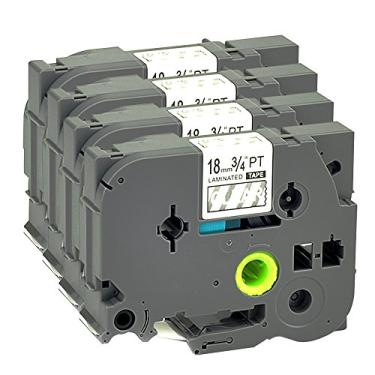 Imagem de Compatível P Touch Label Tape 4 pacotes TZ145 TZ2-145 TZE cartucho Label Orison refil autoadesivo cassete branco em transparente, 18 mm x 8 m