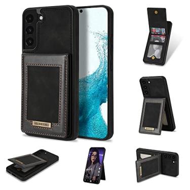 Imagem de Capa compatível com Samsung Galaxy S21 FE 5G com suporte de couro para cartão de crédito, fecho magnético, acessórios para celular para S 21 EF S21FE5G UW S21FE 21S G5 16.3 cm feminino masculino preto