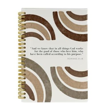 Imagem de Knibeo Caderno cristão Boho – Caderno de oração de gratidão, diários cristãos para escrever mulheres, cadernos inspiradores, caderno encadernado em espiral 15,5 × 20,3 com 164 páginas, Romanos 8 28
