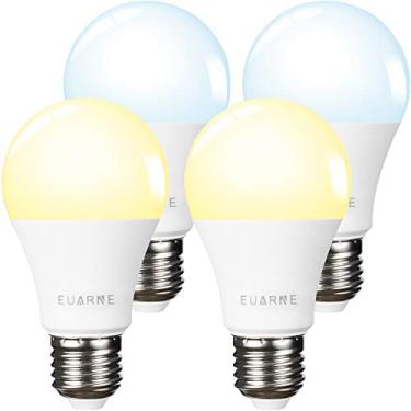 Imagem de EUARNE Lâmpada inteligente WiFi LED que muda de temperatura, A19 E26 CW 9W luz regulável, compatível com Alexa, Google Home? Nenhum hub necessário? Pacote com 4, apenas para 2,4 GHz