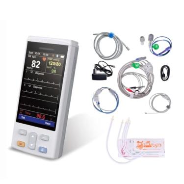 Imagem de Smar Medical Monitor multiparâmetro veterinário portátil M6 de 10,9 cm com SPO2, ECG, NIBP, temperatura, RESP e PR para cães, gatos e cavalos, etc.