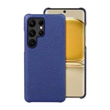 Imagem de Capa de telefone de couro genuíno para Samsung Galaxy S 24 S24 S23 Ultra S22 Plus S21 FE Note 20 Ultra A55 A54 A53 5G Capa traseira de luxo, azul, para Note 20 Ultra