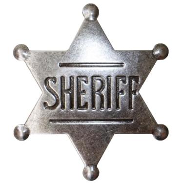 Imagem de Distintivo de xerife de polícia distintivo de xerife de metal para mulheres e adultos emblema de decoração de festa de caubói, distintivo de colete de polícia de cowboy ocidental masculino distintivo