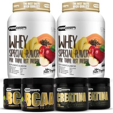 Imagem de Combo 2 Whey Protein 3w+ 2 Bcaa Em Pó 150g + 2 Creatina 100g (840g, Frutas Tropicais)