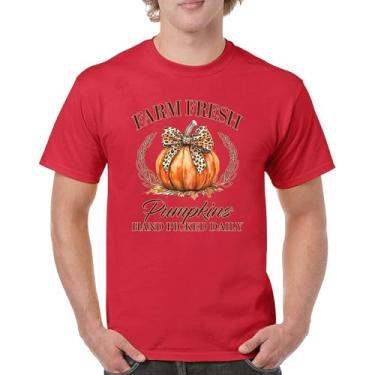 Imagem de Camiseta masculina fofa Farm Fresh Pumpkins outono estação aconchegante festival labirinto de milho Dia de Ação de Graças Peru Dia de Ação de Graças Outono, Vermelho, GG