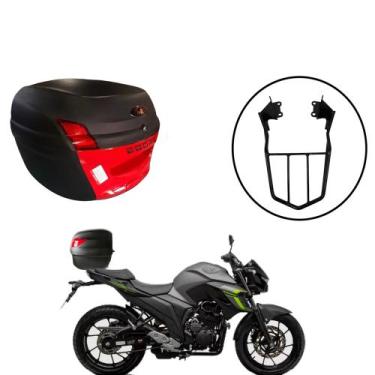 Imagem de Baú Bauleto 34 Litros Awa Pross + Bagageiro Fz25 18 - 23, Vermelho