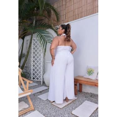 Imagem de Macacão Plus Size Duna leve Verão Moda Feminina Extra grande tamanhos 