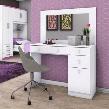 Imagem de Penteadeira Chanel 1 Porta 4 Gavetas Branco - Henn, Branco, Moderno